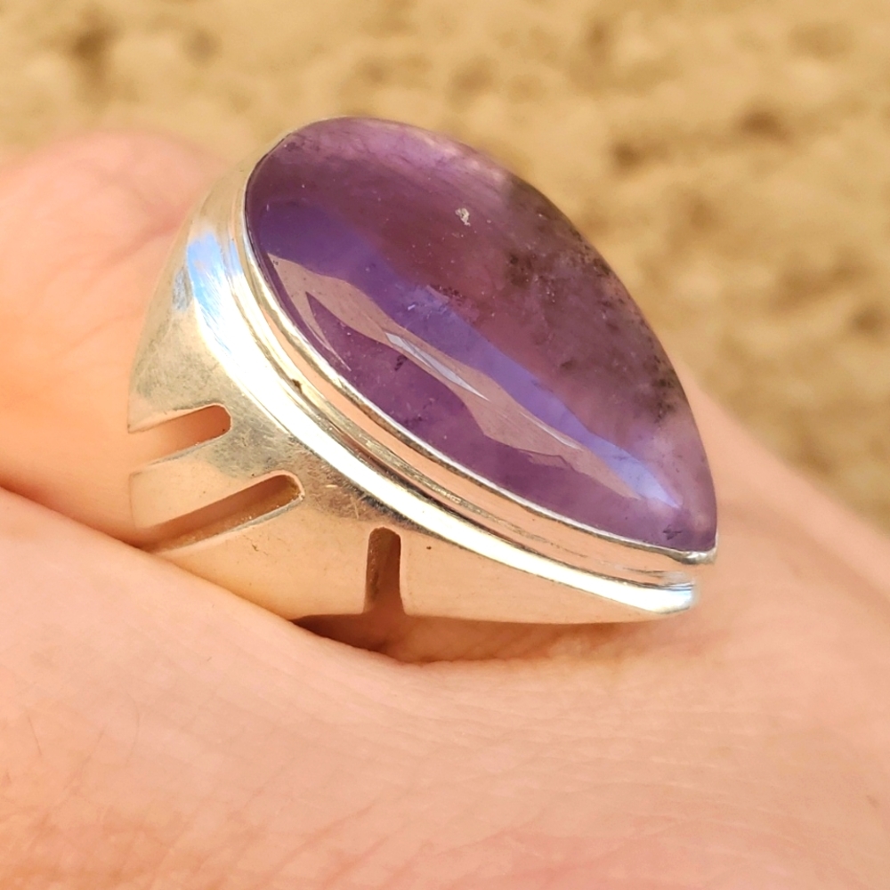 New Men's Amethyst 925 Silver Ring.